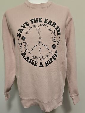 Pink "Save the Earth" Graphic Crewneck Sweater
